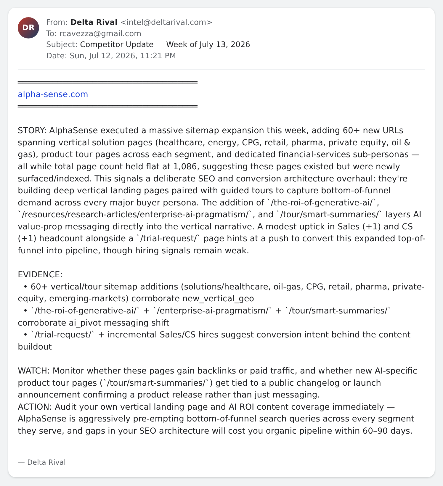July 13 AlphaSense vertical pages story